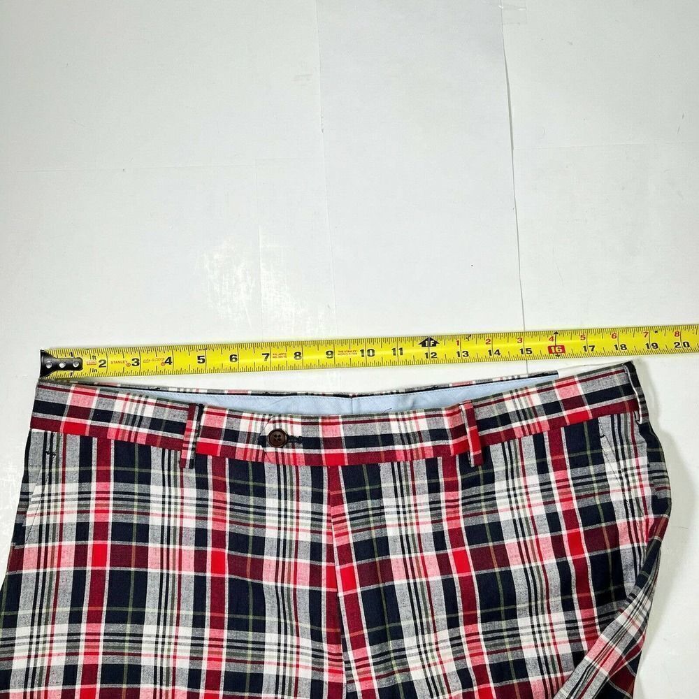 Brooks Brothers 346 Mens 38 cropped Madison Fit Plaid Pants Red Blue White - Picture 9 of 12
